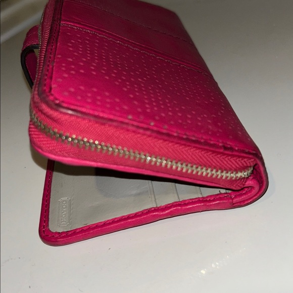 Coach Fuchsia Perforated Women's Wallet - Picture 15 of 16